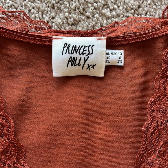 Princess Polly Vintage Tie Up Top Rust - Picture 3 of 5